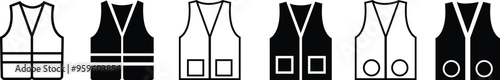Bulletproof Vest Icon set, Flat Graphic Design template elements, Reflective vest icons, Mandatory action sign, isolated on transparent background, used for mobile app, web site and ui.
