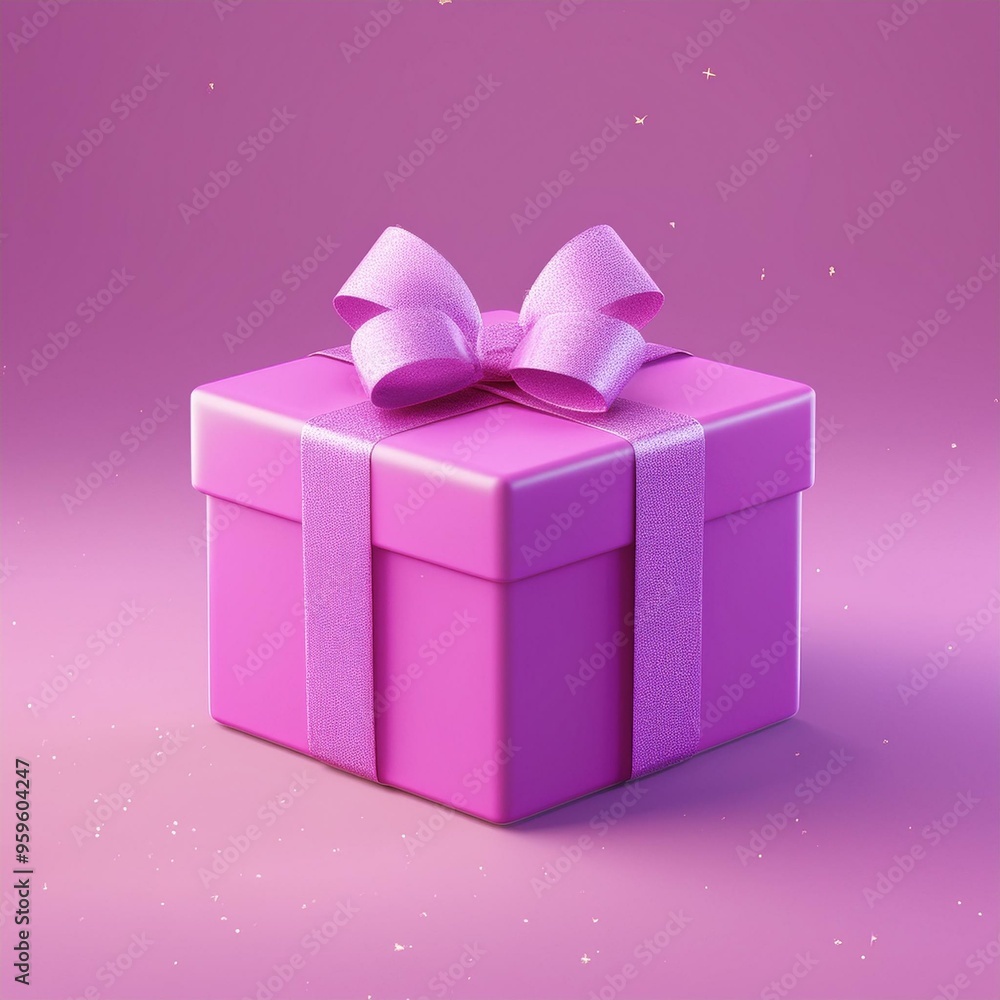 Obraz premium A vibrant pink gift box with a stylish bow, perfect for celebrations and special occasions.