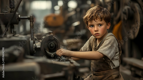 A young boy working in an i...