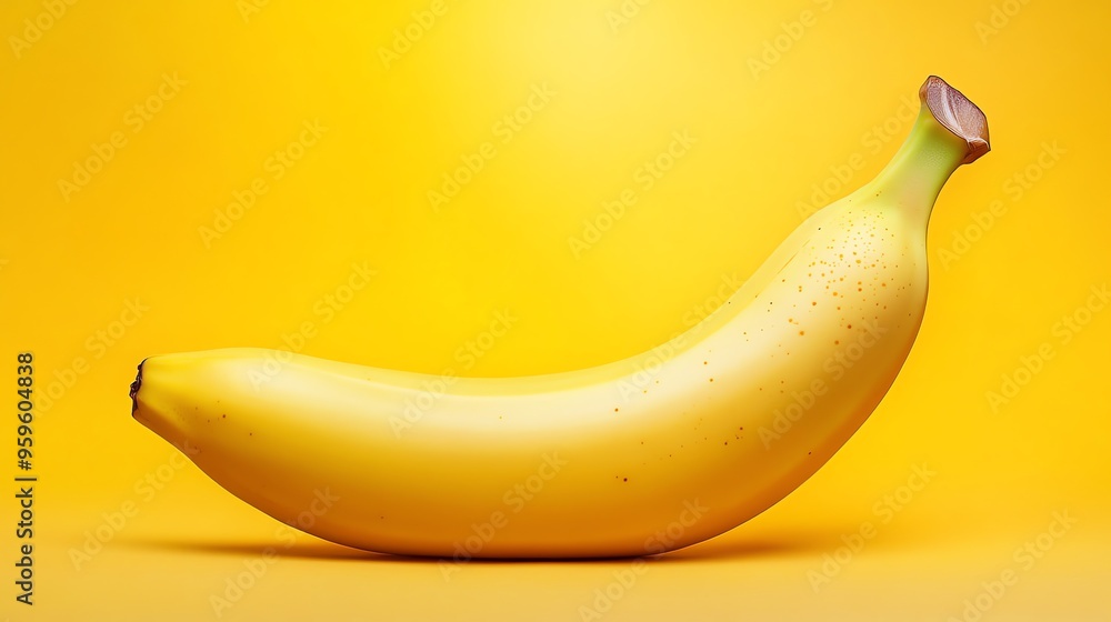 A Single Ripe Banana on a Yellow Background A Single Ripe Banana on a Yellow Background