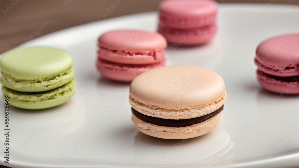 Obraz premium macaroons on wooden table