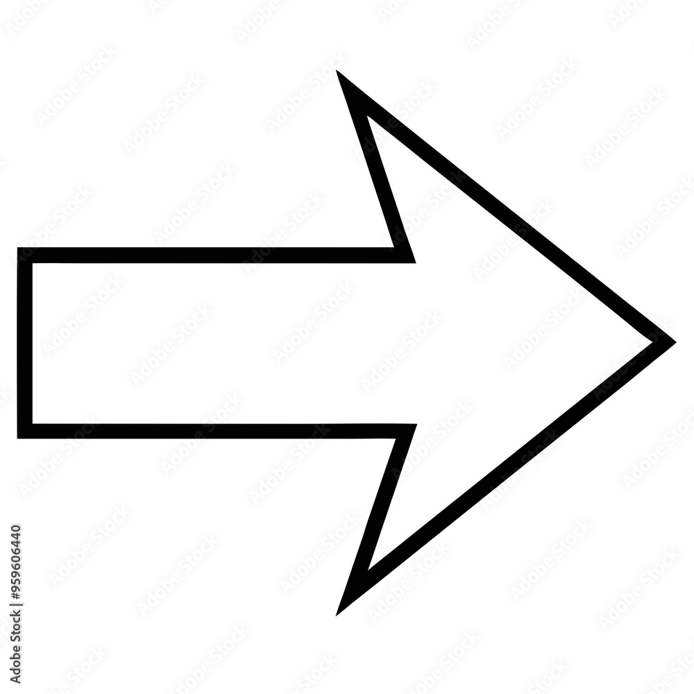 Black outline of a right-pointing arrow on a white background Black outline of a right-pointing arrow on a white background