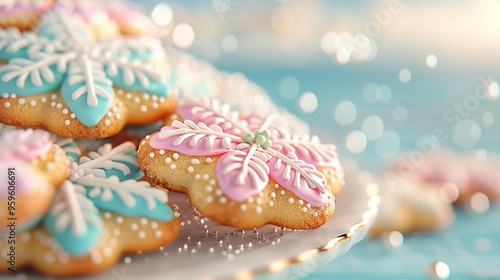 Colorful snowflake cookies decorated with icing, perfect for festive celebrations and holiday gatherings.