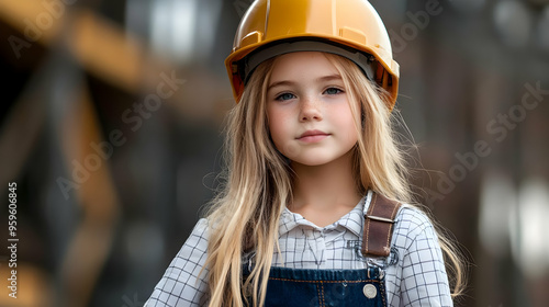 A young girl wearing a cons...