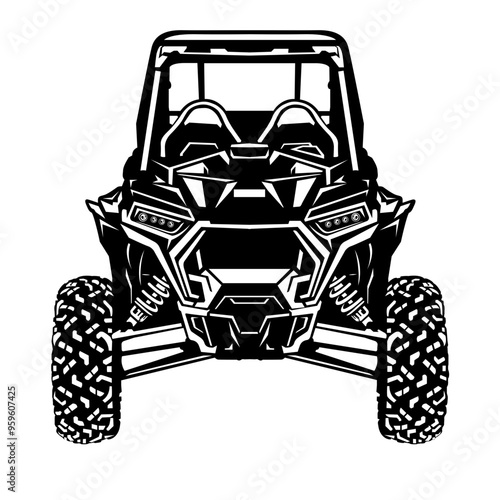 RZR ATV Front | ATV | Mud Rider | Extreme Ride | Terrain Vehicle | Trail Riding | 4x4 Vehicle | Dirt Vehicle | Original Illustration | Vector and Clipart | Cutfile and Stencil