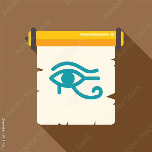 Ancient egyptian papyrus scroll depicting eye of horus symbol, representing protection, royal power, and good health in ancient egyptian religion