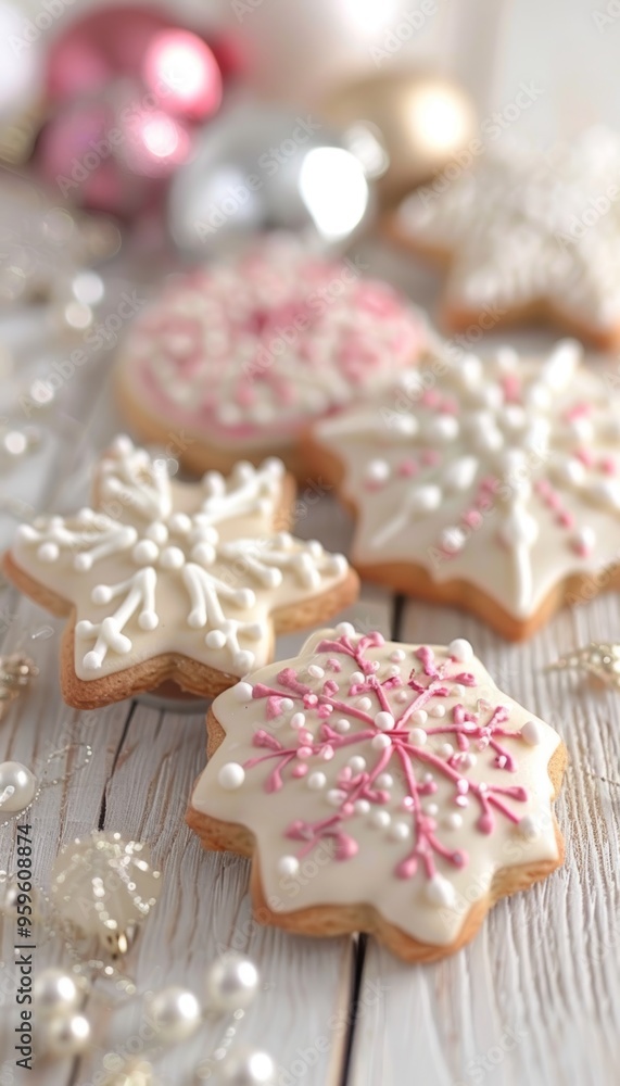 Deliciously decorated snowflake cookies perfect for winter celebrations, featuring intricate designs and festive colors. Deliciously decorated snowflake cookies perfect for winter celebrations, featuring intricate designs and festive colors.