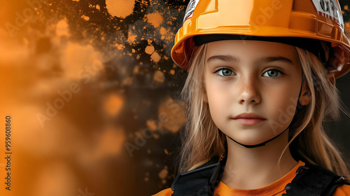 A young girl wearing a safe...