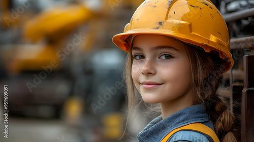 A young girl wearing a yell...