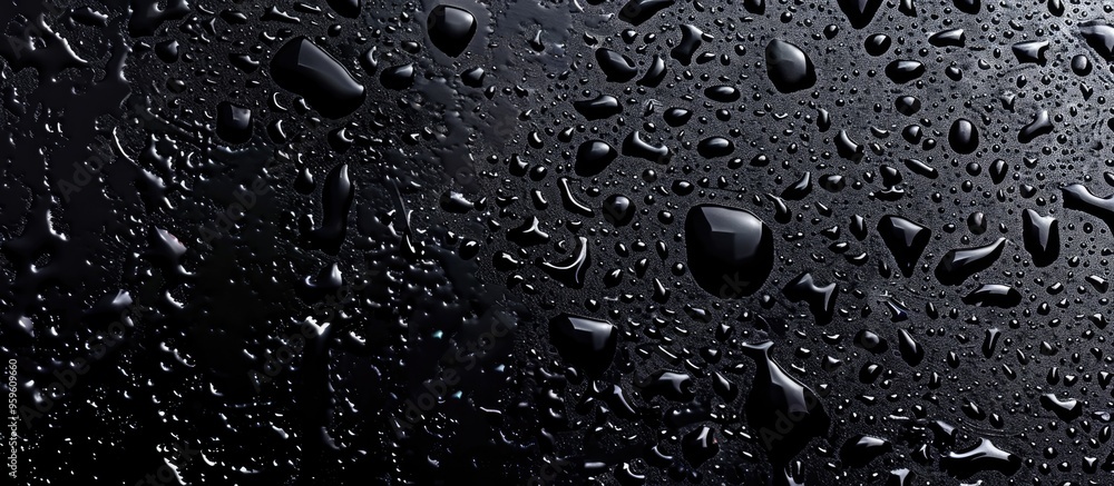 Water droplets on black glass Background for text or design. Copy space image. Place for adding text and design Water droplets on black glass Background for text or design. Copy space image. Place for adding text and design