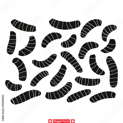 Macabre Menagerie  Maggot Swarm Vector Set for Halloween Designs