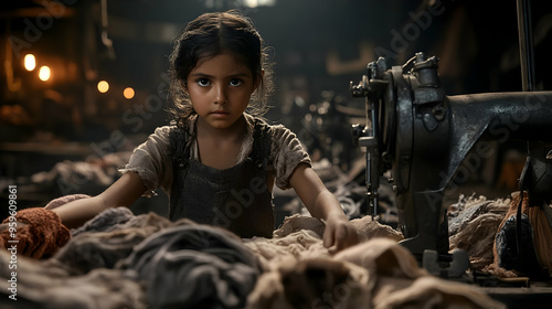 A young girl working in a t...