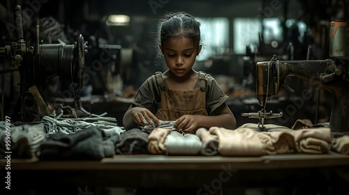 A young girl working in a t...