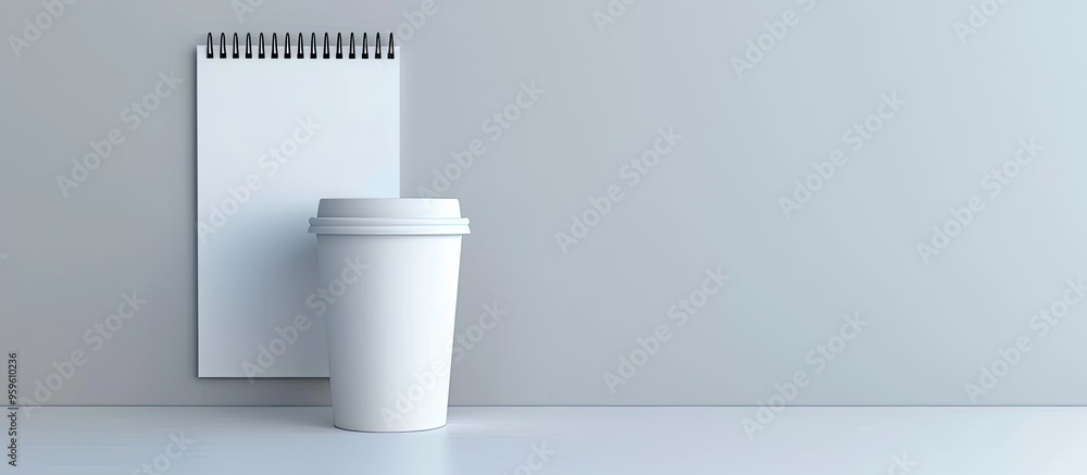 Blank notepad for a to do list or goals coffee cup office supplies stationery. Copy space image. Place for adding text and design Blank notepad for a to do list or goals coffee cup office supplies stationery. Copy space image. Place for adding text and design