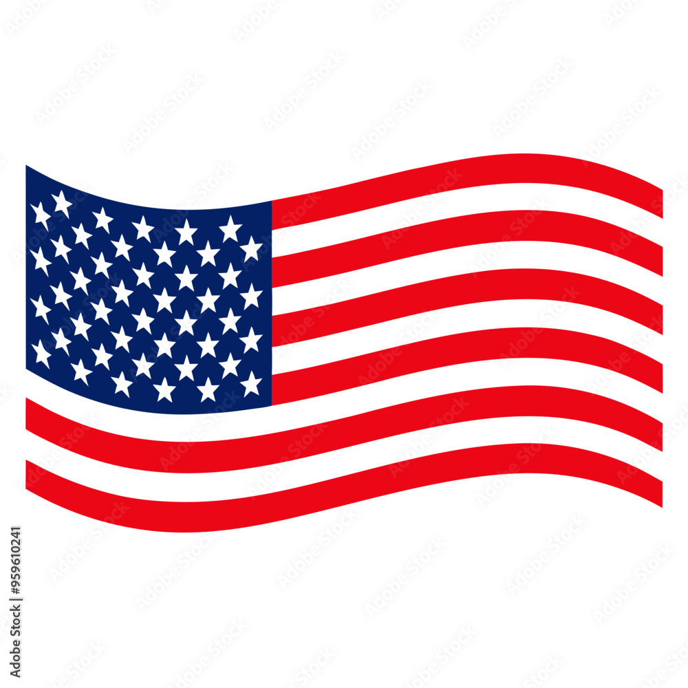 Obraz premium Waving American flag with stars and stripes in red, white, and blue