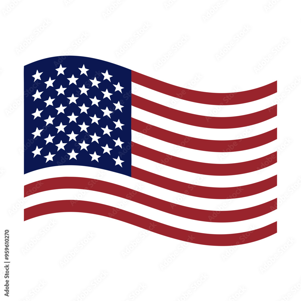 A graphic of a wavy American flag with stars and stripes A graphic of a wavy American flag with stars and stripes