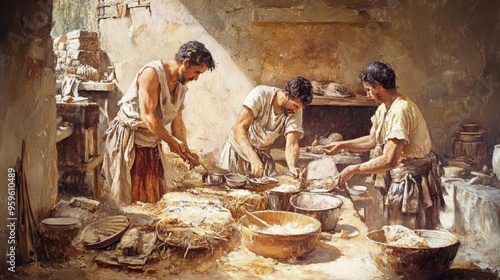 Ancient Roman Bakery Scene