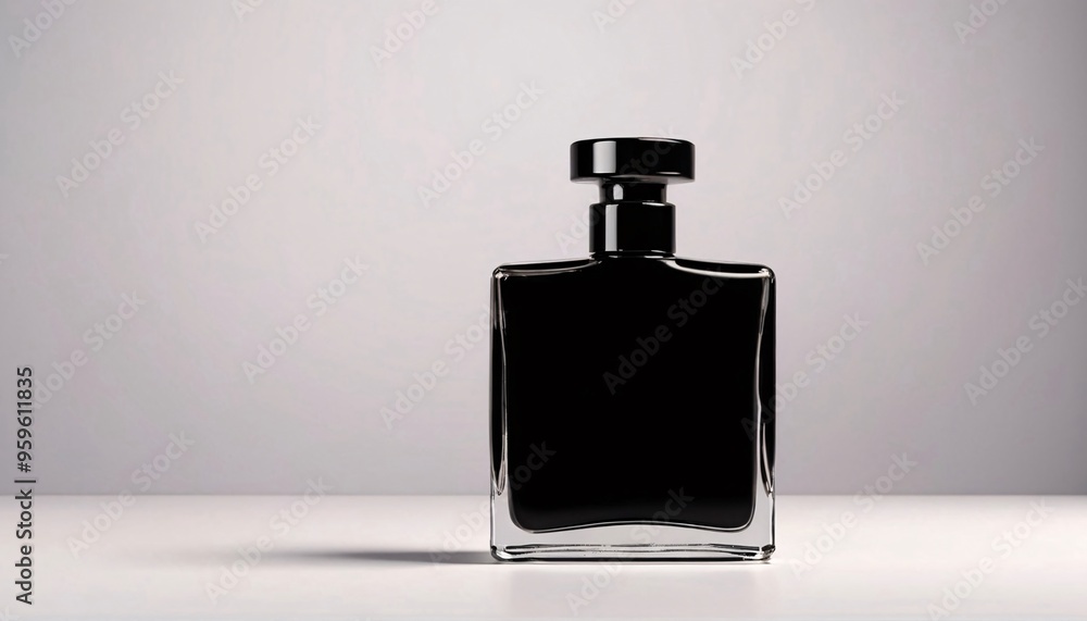 Black Glass Bottle with a Shiny Lid on a White Background. Black Glass Bottle with a Shiny Lid on a White Background.