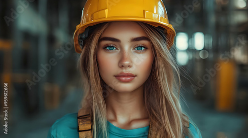 A young woman in a yellow h...