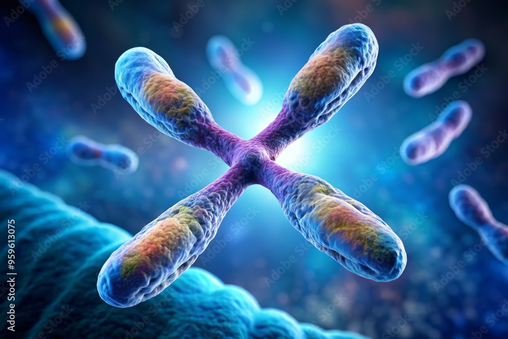 This chromosome has a short arm and a small centromere located near one end, indicating a possible rearrangement or chromosome fusion event. This chromosome has a short arm and a small centromere located near one end, indicating a possible rearrangement or chromosome fusion event.