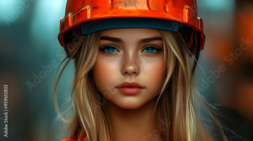 A young woman wearing an or...