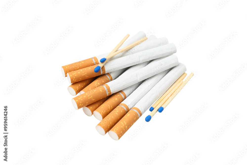 PNG, A pile of cigarettes, isolated on white background PNG, A pile of cigarettes, isolated on white background