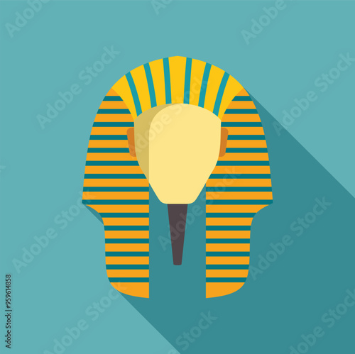 Stylized illustration of the iconic golden burial mask of the egyptian pharaoh tutankhamun photo