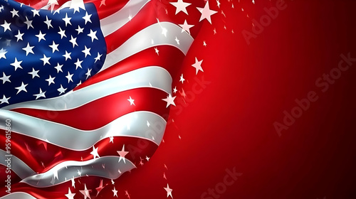 American flag waving with a...