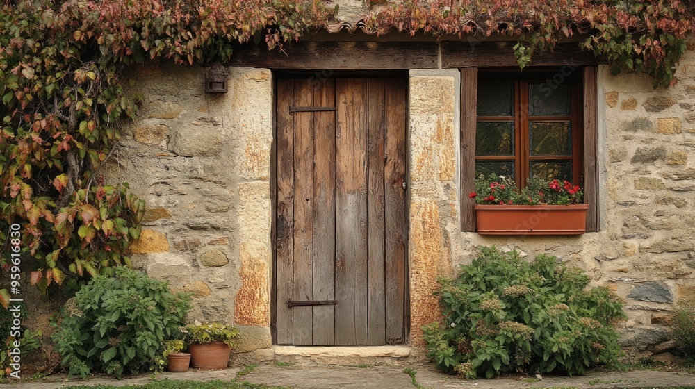 Stone House with Wooden Door and Window Stone House with Wooden Door and Window