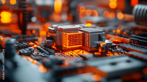 Close-up of a futuristic ci...