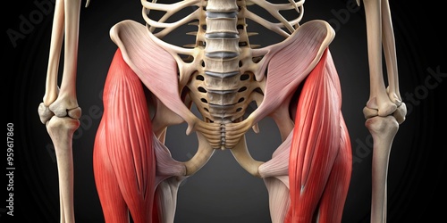 a photo image of external obturator muscle originates at anterior superior iliac spine and inserts into medial aspect of femur