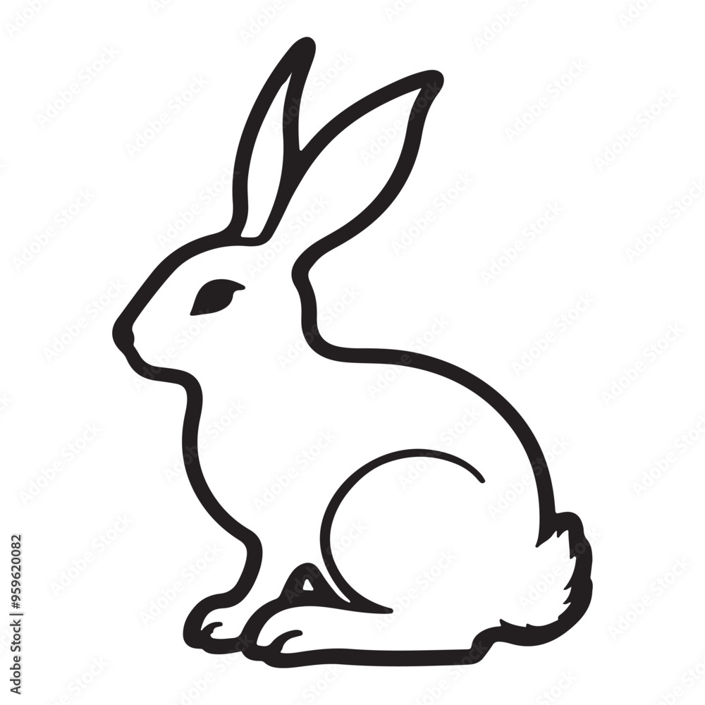 Obraz premium Silhouette rabbit or bunny animal black color, Rabbit sitting on the ground silhouette black color vector art illustration