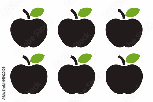Apple vector silhouette set, apple icon set	
