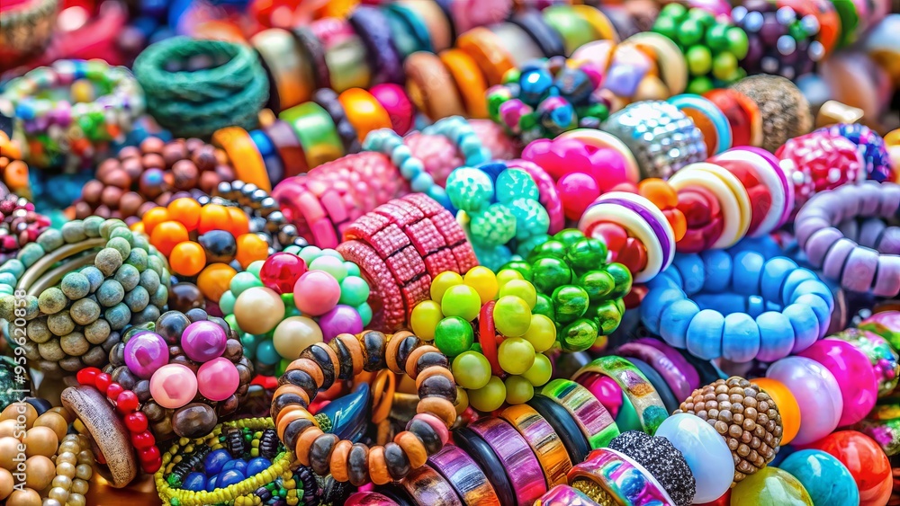 Delicate bracelets adorn with vibrant beads in a kaleidoscope of colors, featuring intricate patterns and playful combinations for a charming accessory. Delicate bracelets adorn with vibrant beads in a kaleidoscope of colors, featuring intricate patterns and playful combinations for a charming accessory.