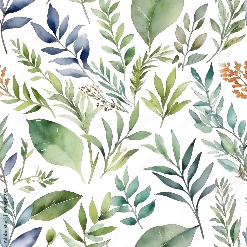seamless Watercolor Pattern using botanical elements. seamless Watercolor Pattern using botanical elements.