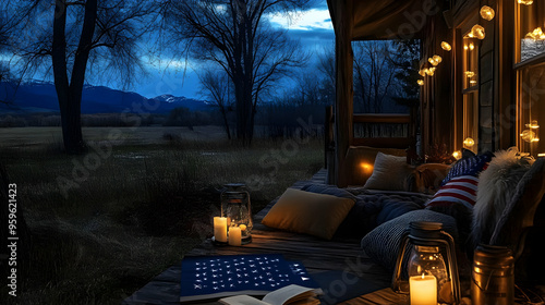 Cozy outdoor evening settin...