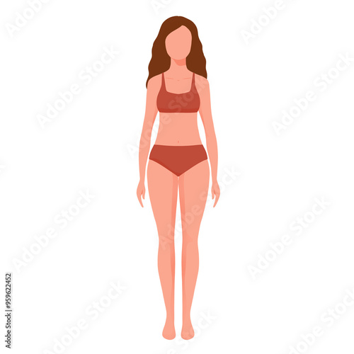 Minimalist Illustration of a Woman in Mesomorph Body Types, Showcasing Unique Physiques in a Modern Art Style