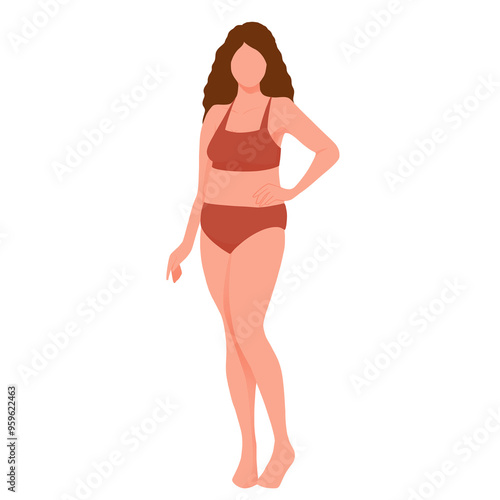 Minimalist Illustration of a Woman in Endomorph Body Types, Showcasing Unique Physiques in a Modern Art Style