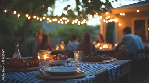 Evening outdoor dinner gath...