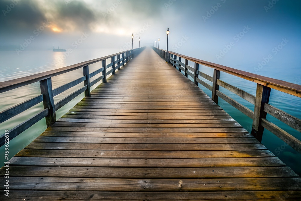 Foggy Pier with Creaking Wooden Planks Foggy Pier with Creaking Wooden Planks