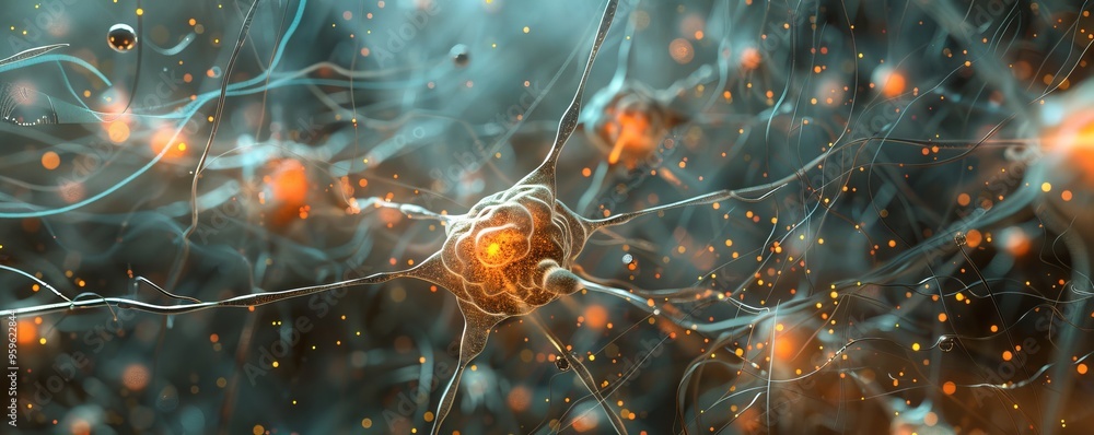 Abstract Neuron Network with Glowing Connections Abstract Neuron Network with Glowing Connections