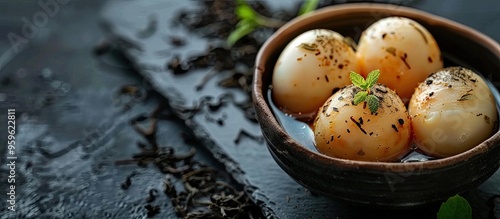 Telur pindang also known as tea eggs are eggs boiled with tea or herbs They consist of eggs tea leaves herbs and palm sugar Ideal for recipes articles catalogues or any commercial use Includes copy s photo