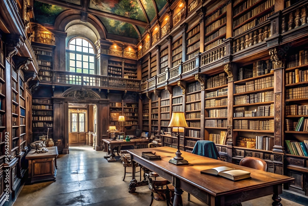 Dusty Library Filled with Ancient Books Dusty Library Filled with Ancient Books