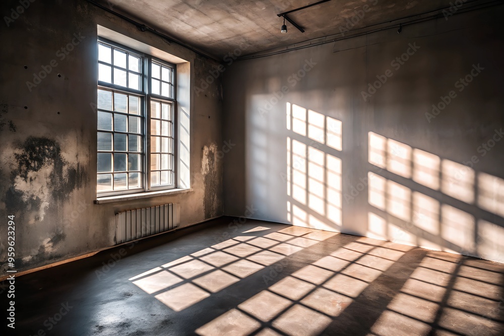 Shadowy Room with Blank Wall Shadowy Room with Blank Wall