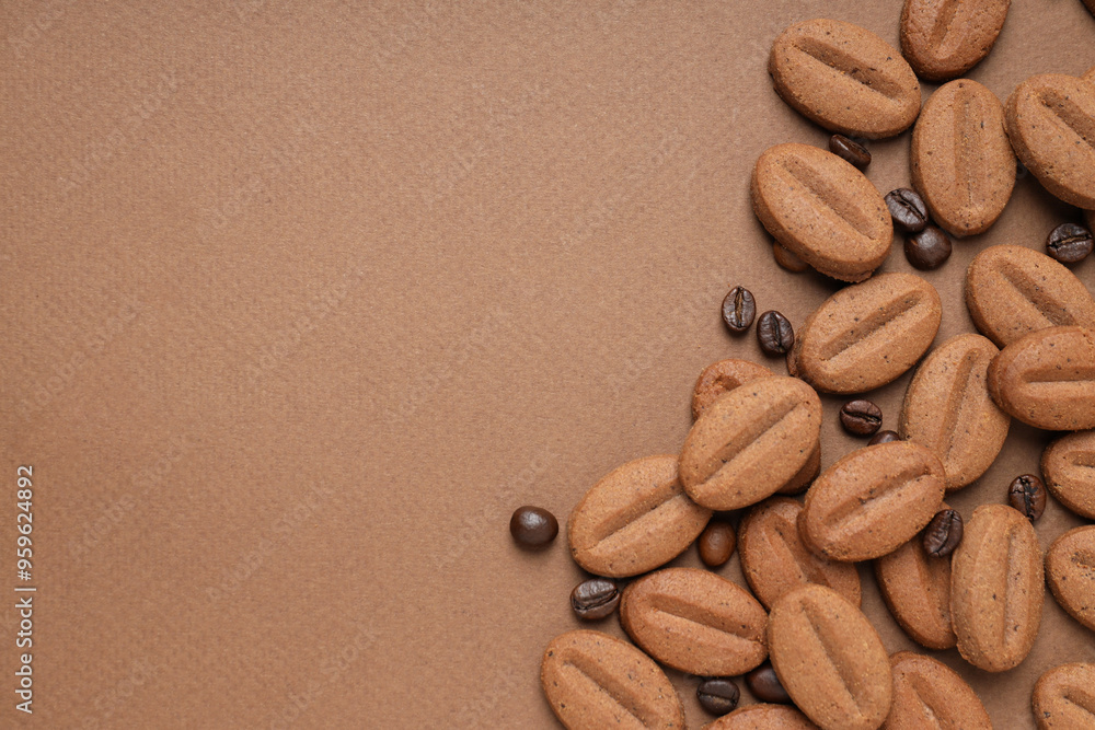 Cookies with coffee beans on a light background Cookies with coffee beans on a light background