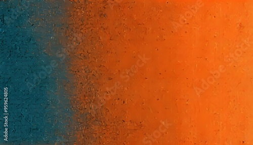 Blue orange grainy dark banner poster background noise texture color gradient, copy space