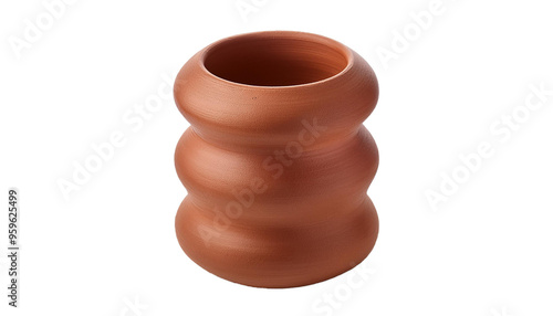 clay pot vase isolated on white background