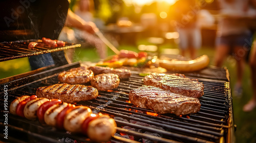 Grilling meats and vegetabl...