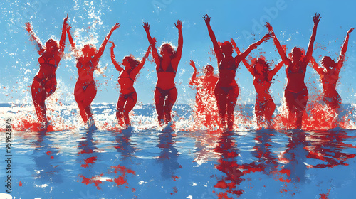 Group of people joyfully sp...