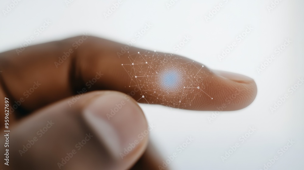 A human hand gently touching the glowing blue health app icon on its finger surrounded by floating digital symbols and connected lines representing a futuristic digital healthcare network The backgrou A human hand gently touching the glowing blue health app icon on its finger surrounded by floating digital symbols and connected lines representing a futuristic digital healthcare network The backgrou